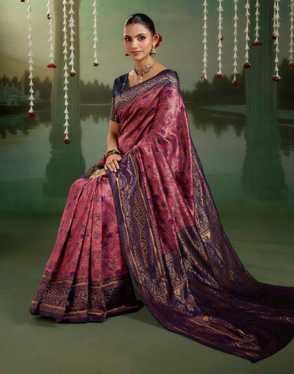 Rani Pink Silk Woven Banarasi Saree