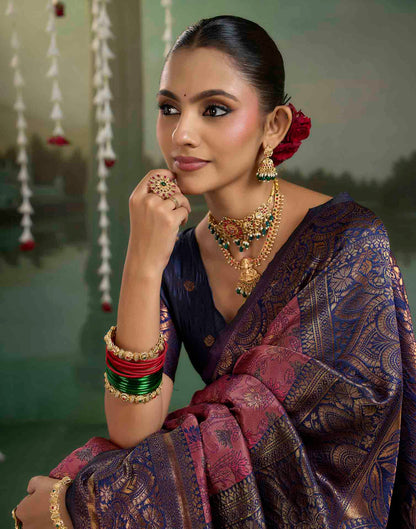 Rani Pink Silk Woven Banarasi Saree
