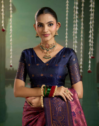 Rani Pink Silk Woven Banarasi Saree