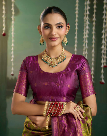 Mehandi Green Silk Woven Banarasi Saree
