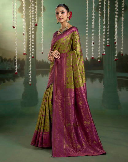 Mehandi Green Silk Woven Banarasi Saree