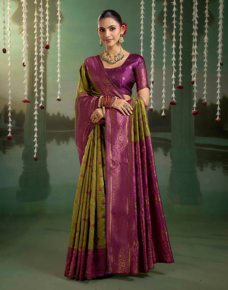 Mehandi Green Silk Woven Banarasi Saree