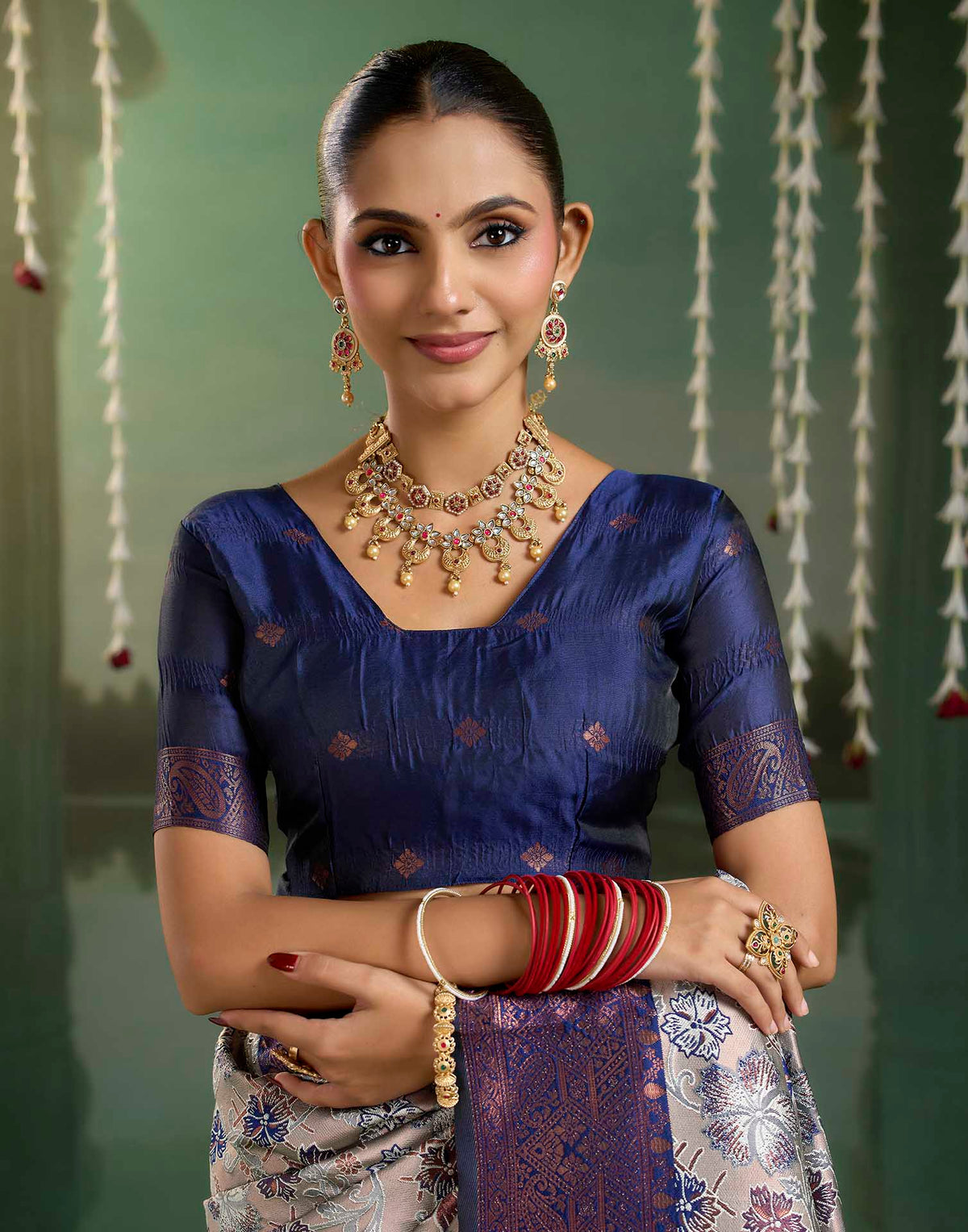 Grey Silk Woven Banarasi Saree