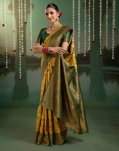 Turmeric Yellow Silk Woven Banarasi Saree