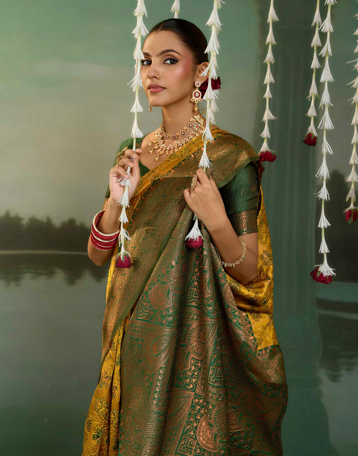 Turmeric Yellow Silk Woven Banarasi Saree
