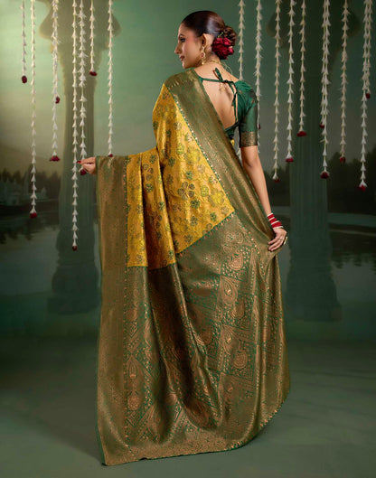 Turmeric Yellow Silk Woven Banarasi Saree