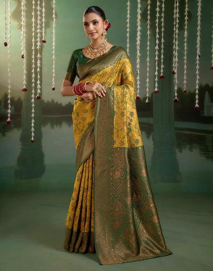 Turmeric Yellow Silk Woven Banarasi Saree