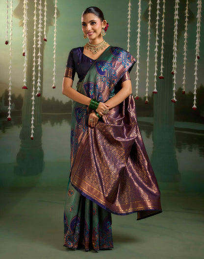 Grey Silk Woven Banarasi Saree