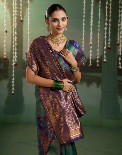 Grey Silk Woven Banarasi Saree