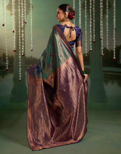 Grey Silk Woven Banarasi Saree