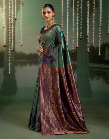 Grey Silk Woven Banarasi Saree
