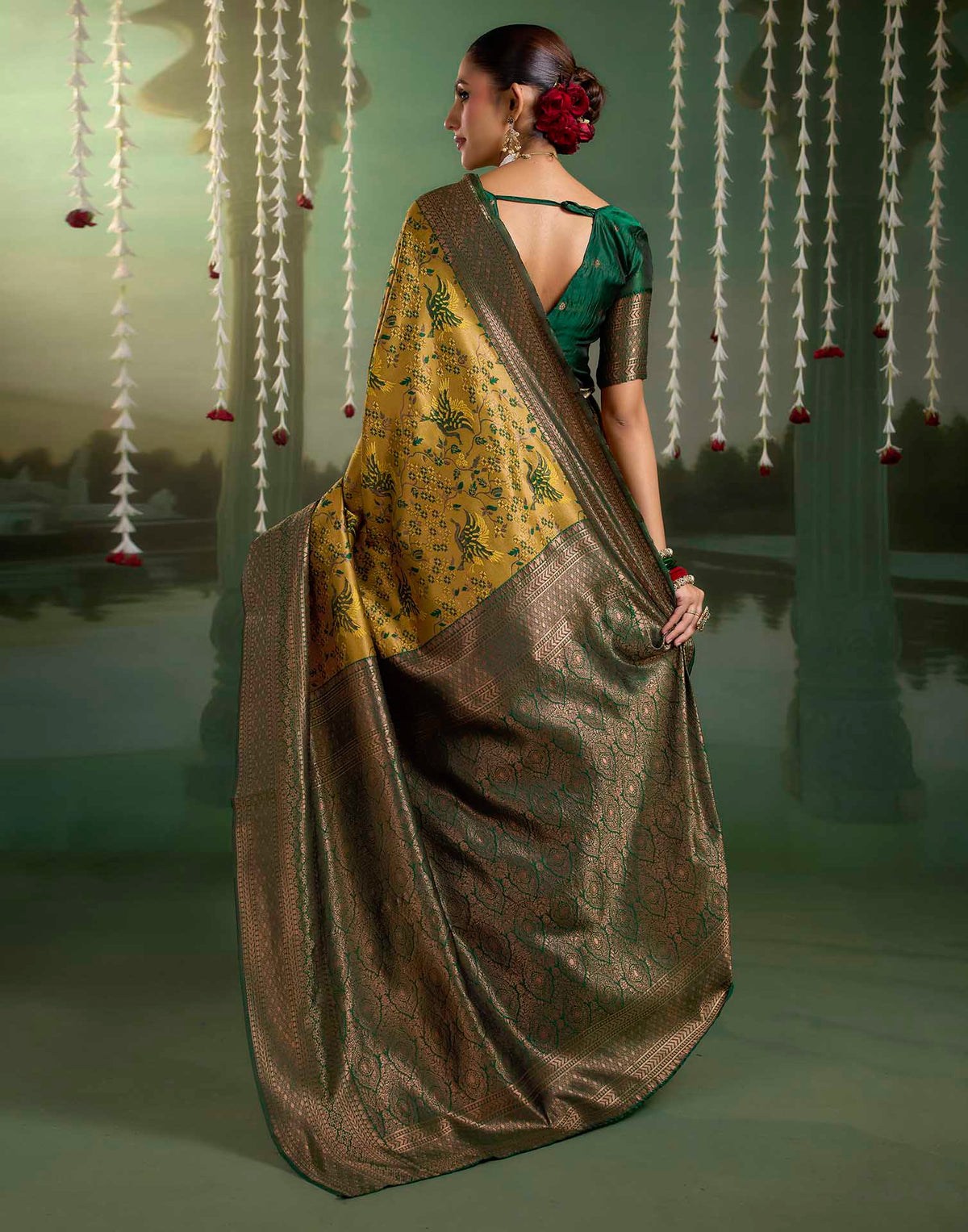 Dusty Peach Silk Woven Banarasi Saree
