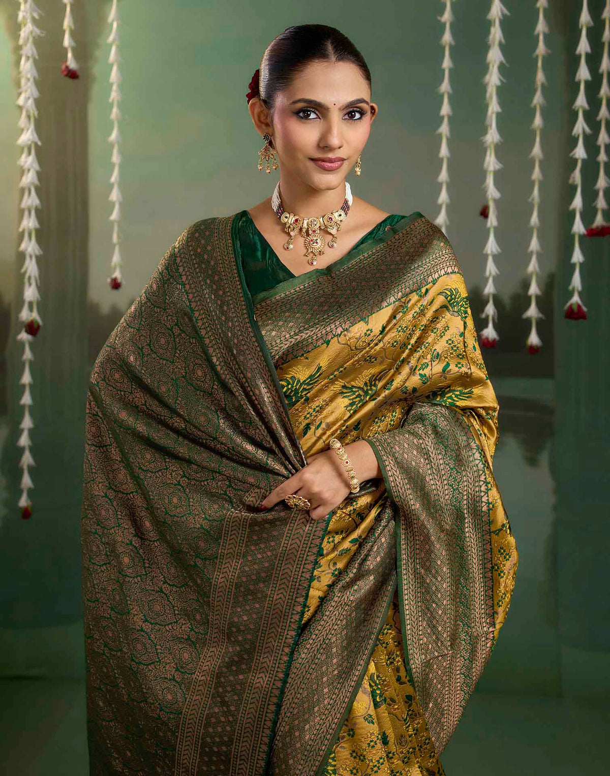 Dusty Peach Silk Woven Banarasi Saree