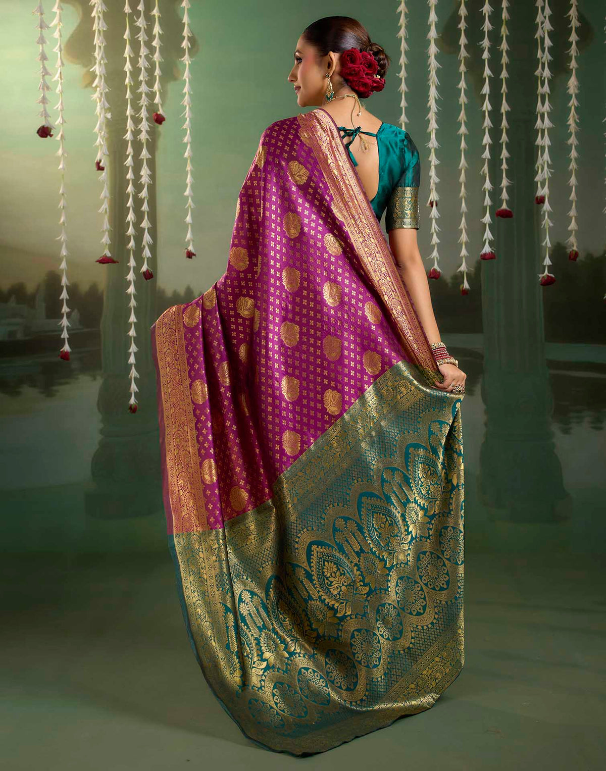 Magenta Silk Woven Banarasi Saree