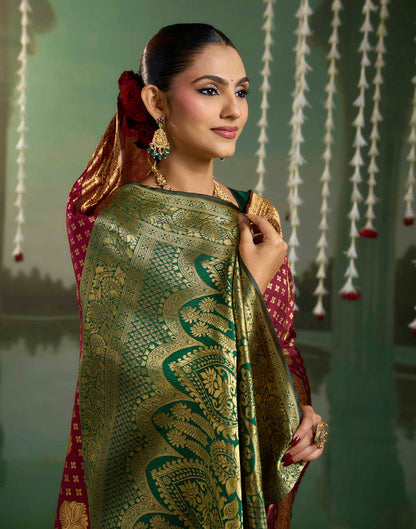 Maroon Silk Woven Banarasi Saree