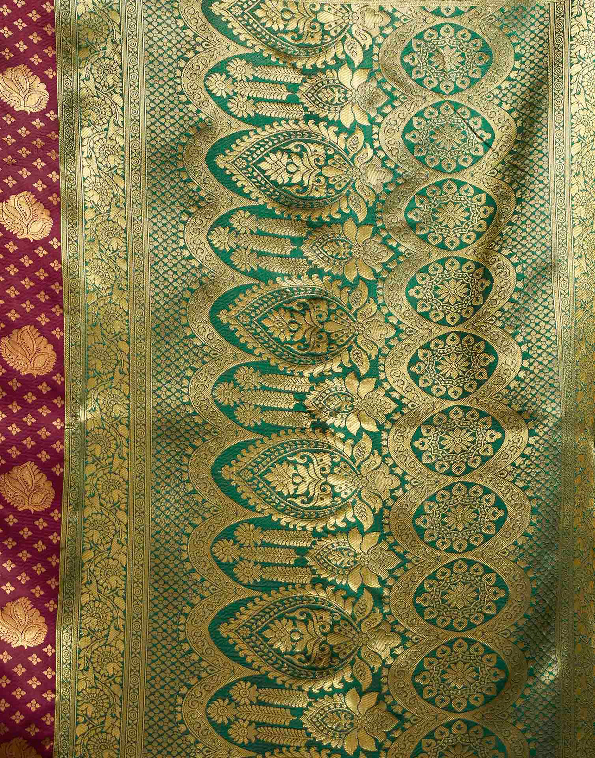 Maroon Silk Woven Banarasi Saree