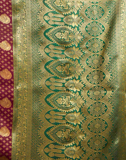 Maroon Silk Woven Banarasi Saree