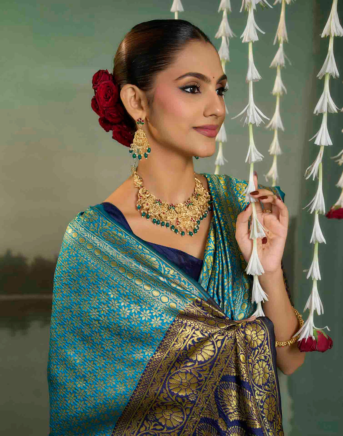 Sky Blue Silk Woven Banarasi Saree