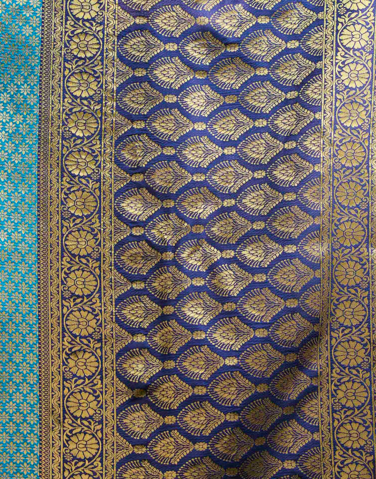 Sky Blue Silk Woven Banarasi Saree