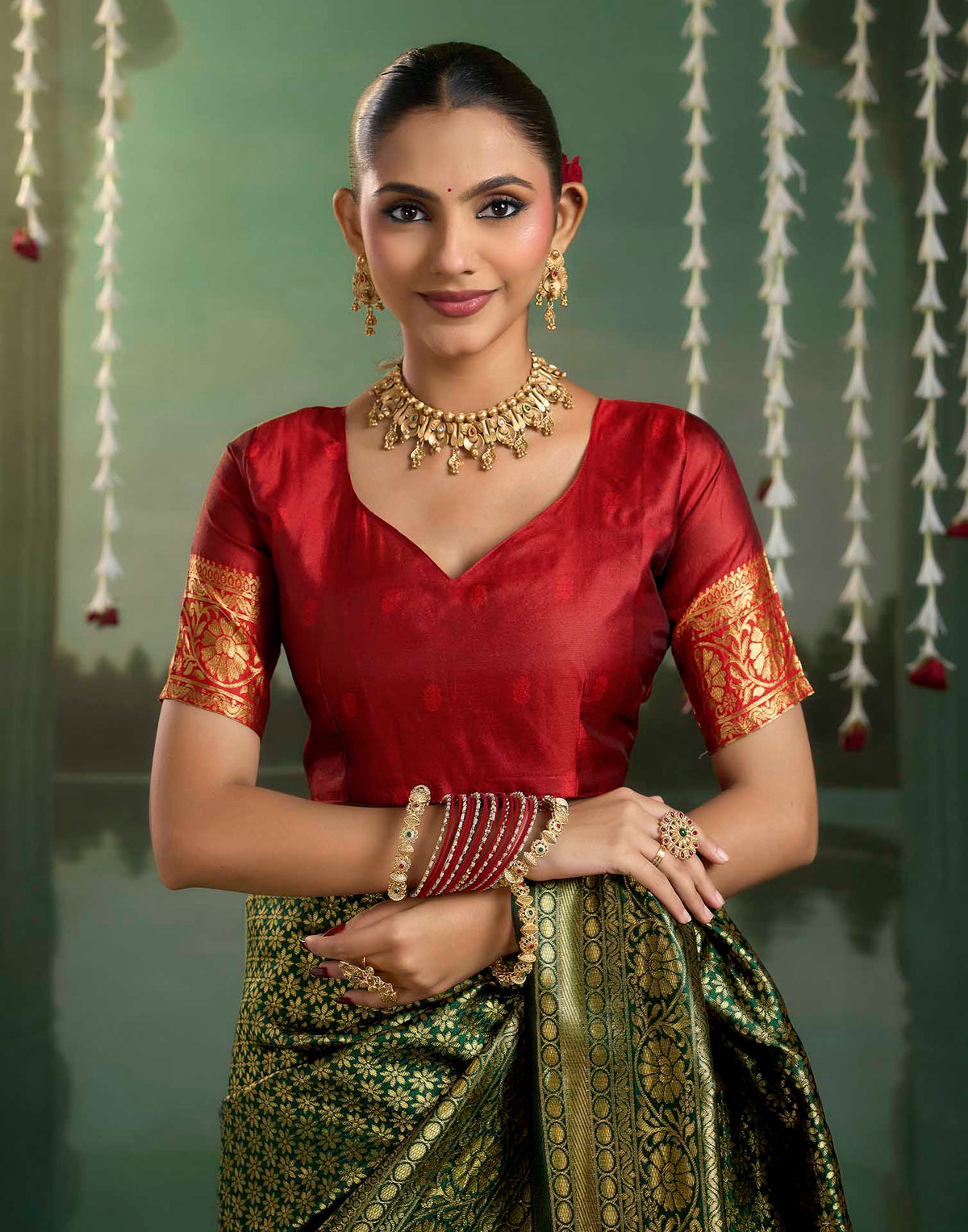 Green Silk Woven Banarasi Saree