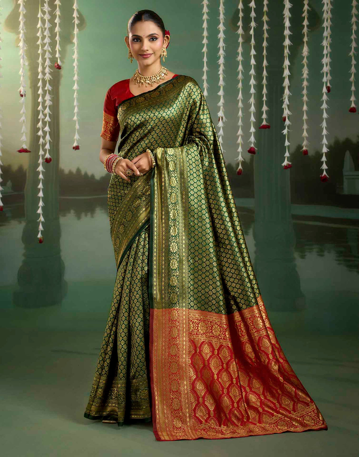 Green Silk Woven Banarasi Saree