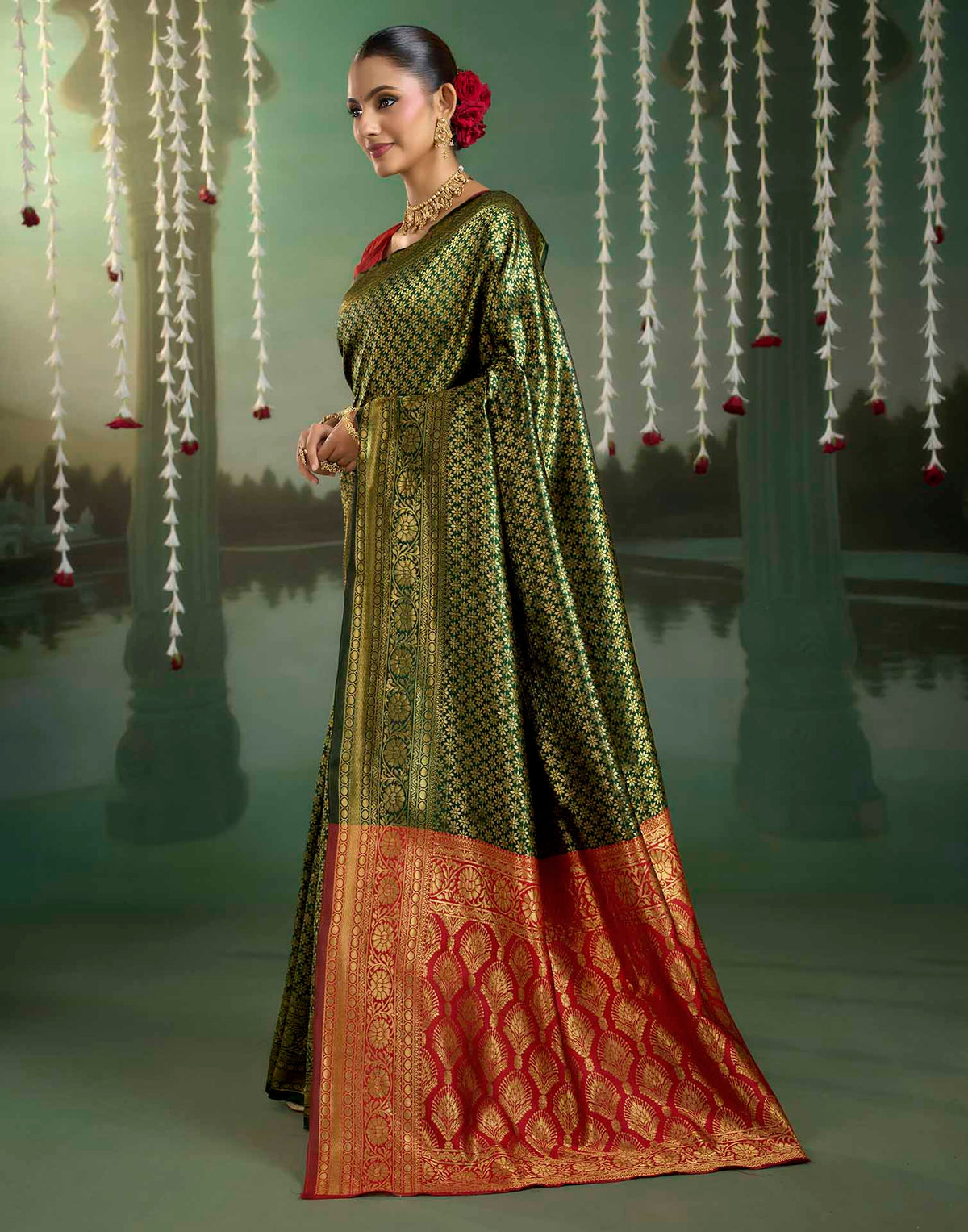 Green Silk Woven Banarasi Saree