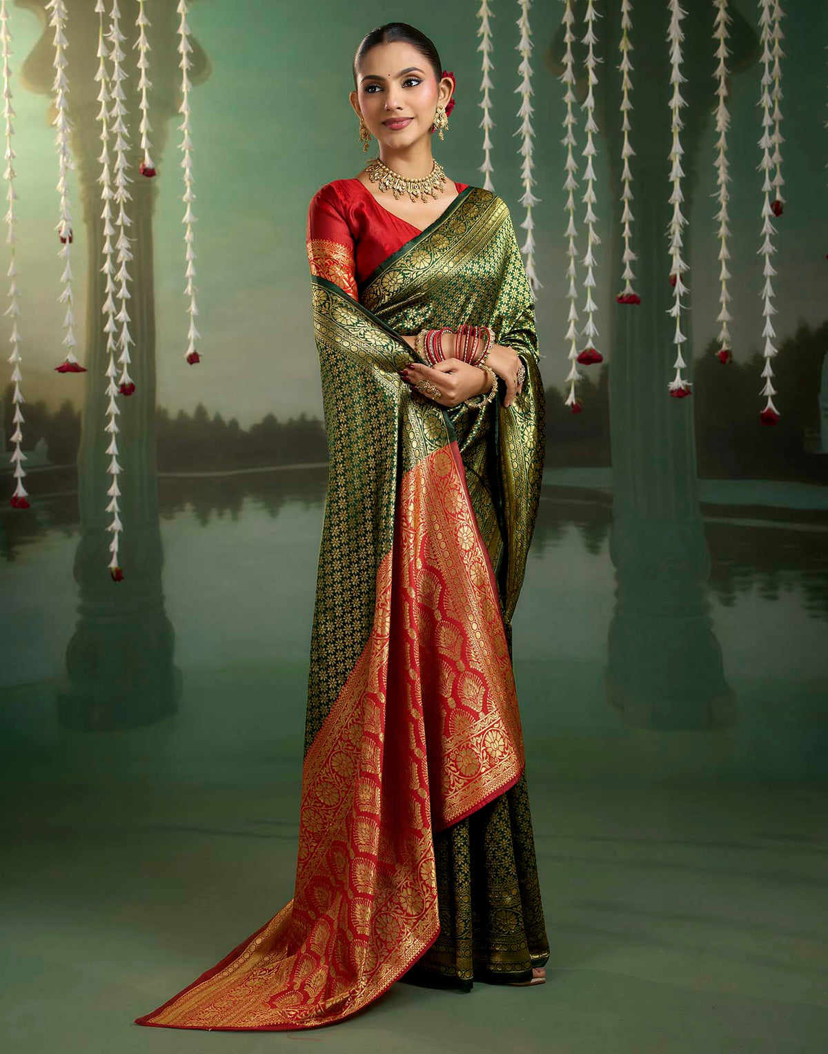 Green Silk Woven Banarasi Saree