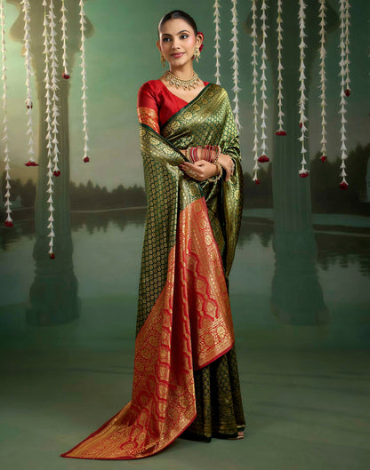 Green Silk Woven Banarasi Saree