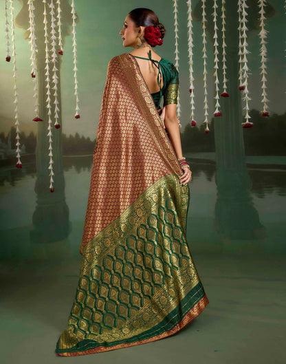 Maroon Silk Woven Banarasi Saree