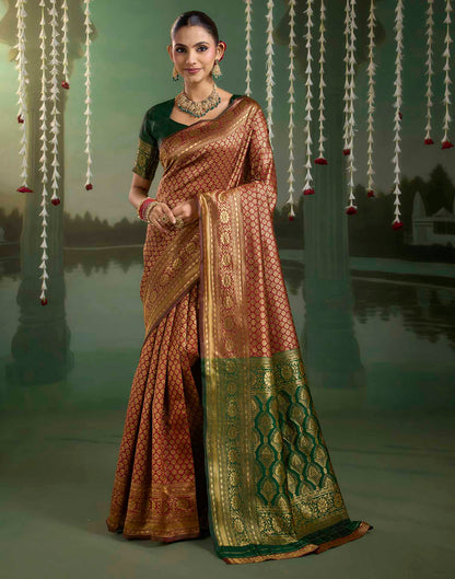 Maroon Silk Woven Banarasi Saree