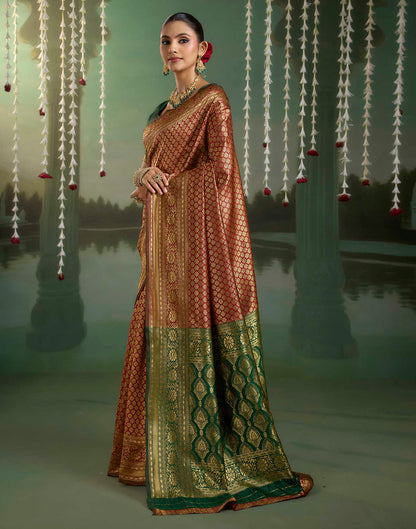 Maroon Silk Woven Banarasi Saree