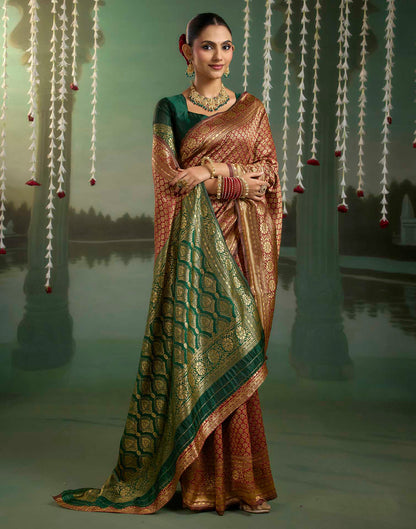 Maroon Silk Woven Banarasi Saree