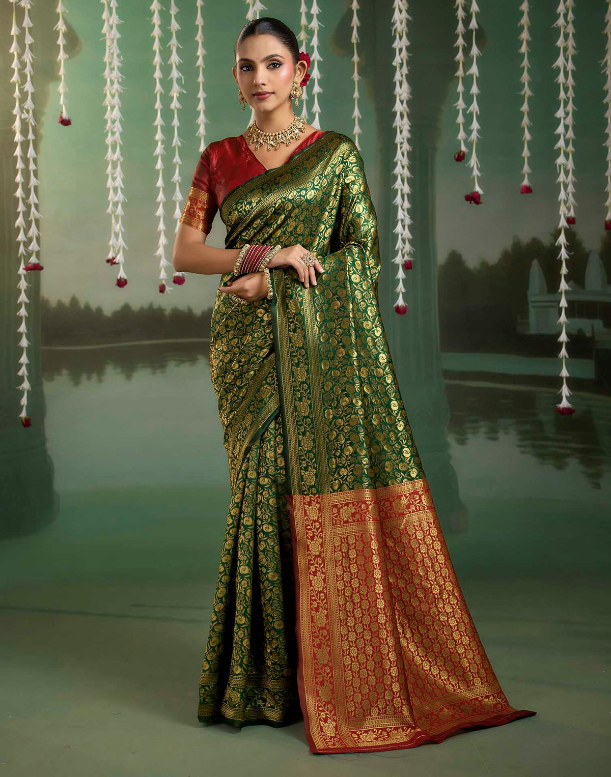 Green Silk Woven Banarasi Saree