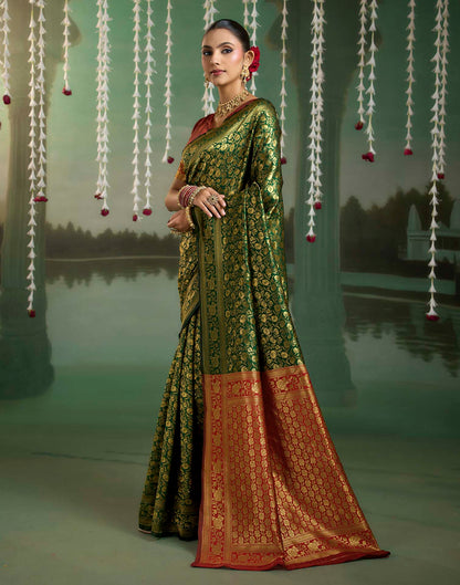 Green Silk Woven Banarasi Saree