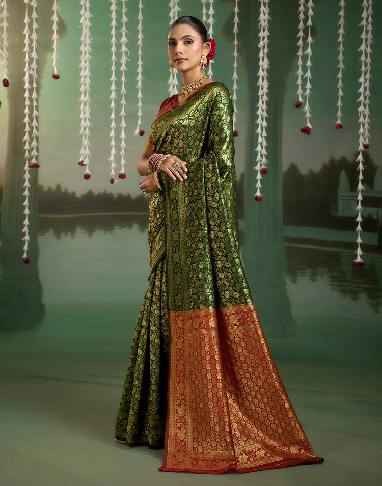 Green Silk Woven Banarasi Saree