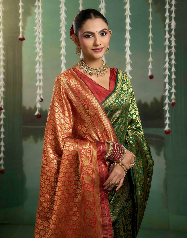 Green Silk Woven Banarasi Saree
