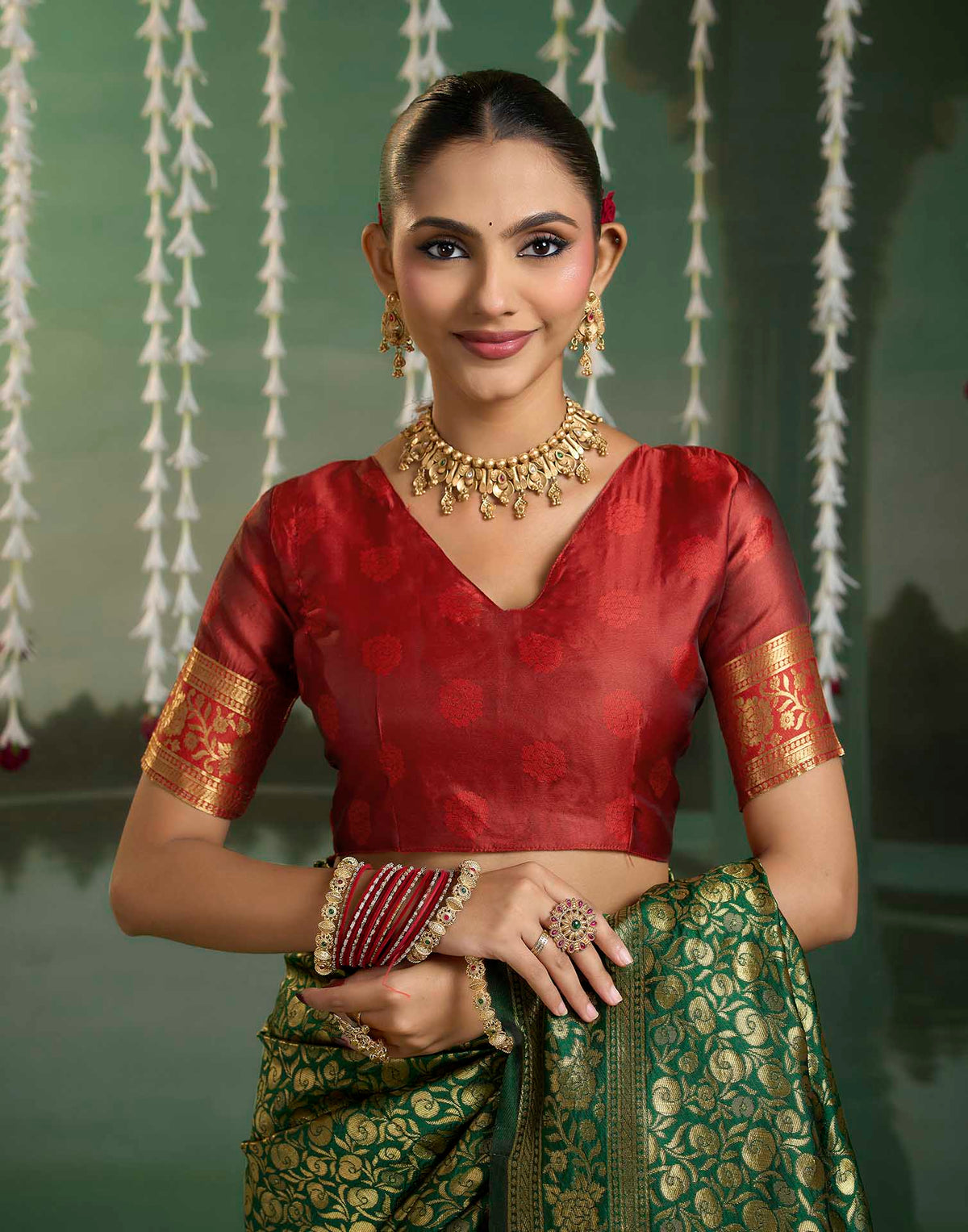 Green Silk Woven Banarasi Saree