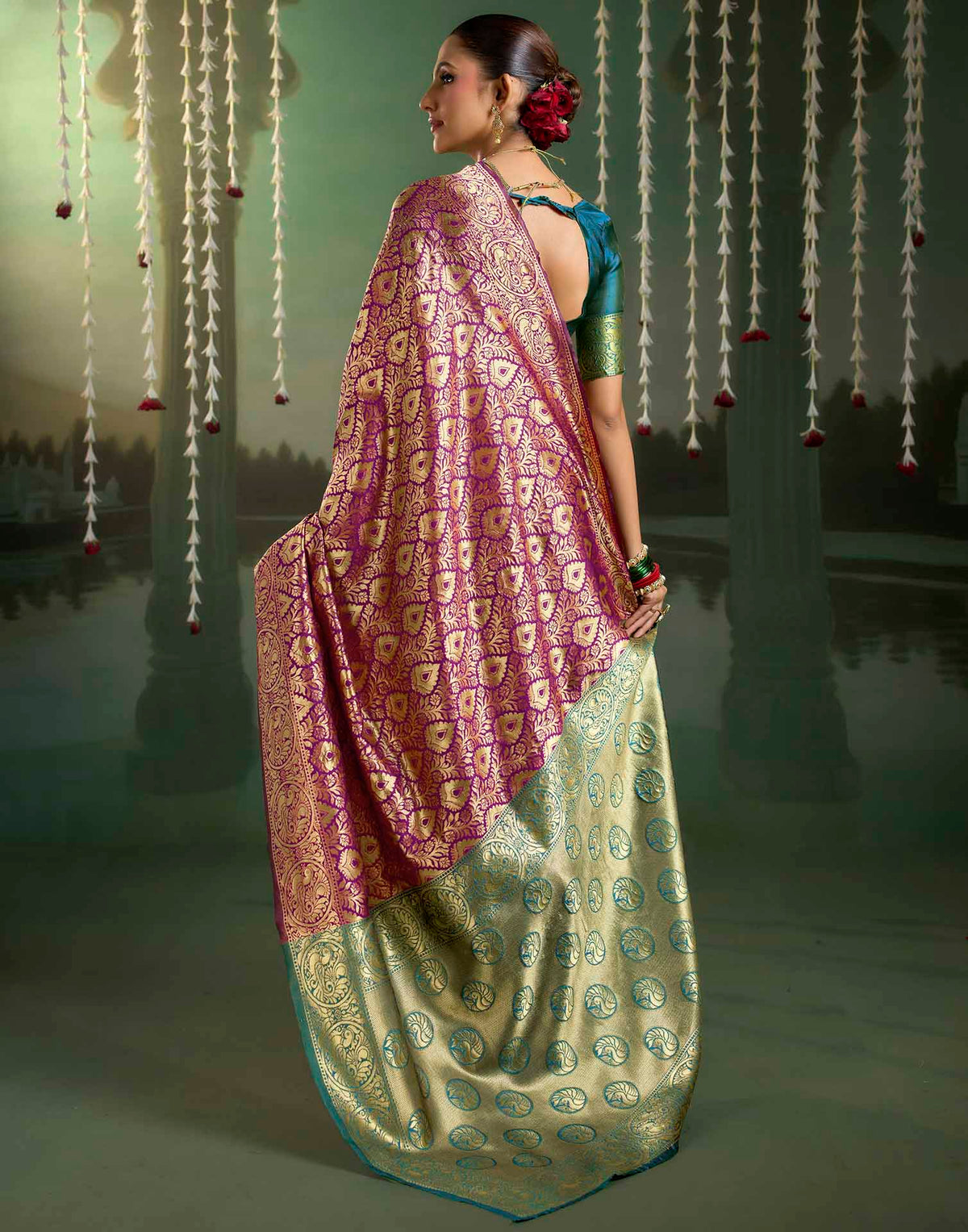 Purple Silk Woven Banarasi Saree