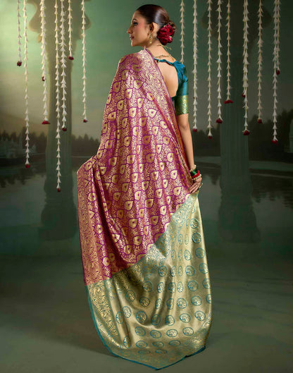 Purple Silk Woven Banarasi Saree