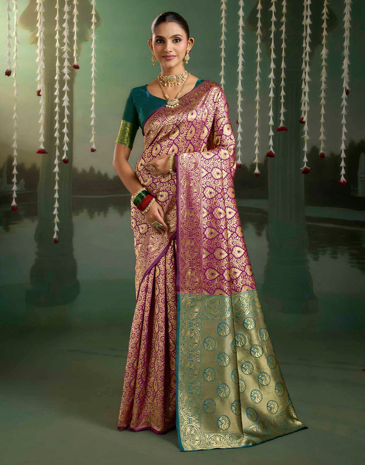 Purple Silk Woven Banarasi Saree
