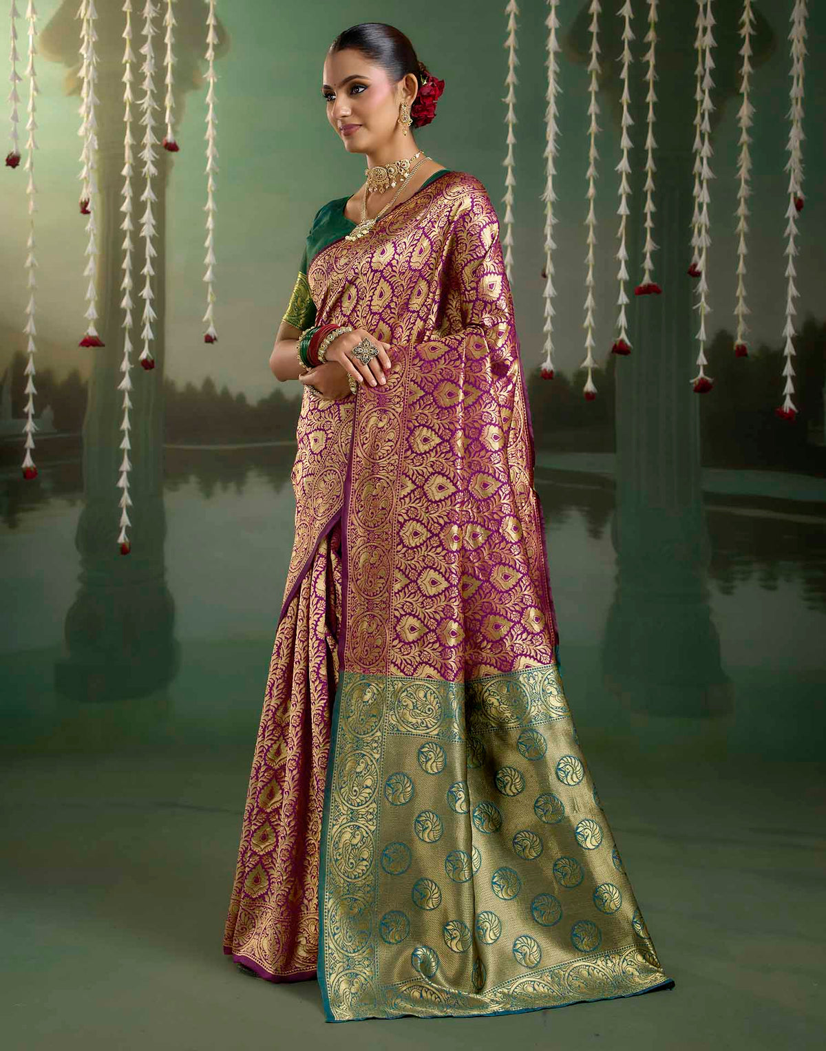 Purple Silk Woven Banarasi Saree