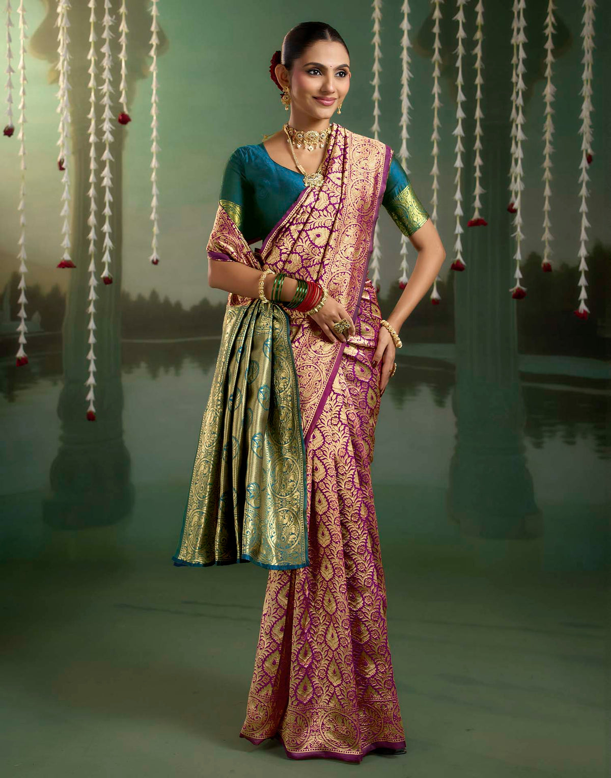 Purple Silk Woven Banarasi Saree
