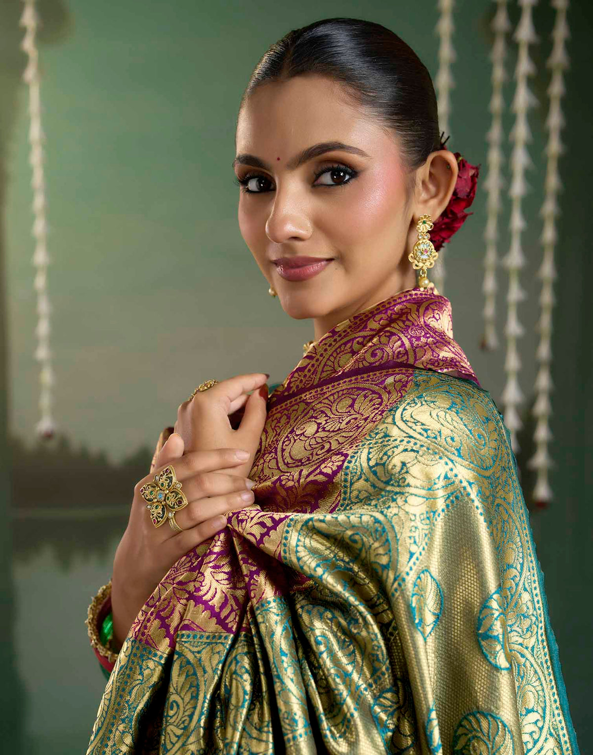 Purple Silk Woven Banarasi Saree