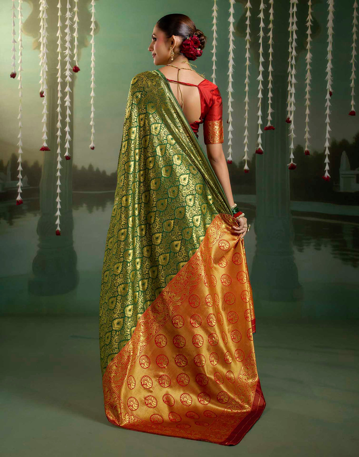 Green Silk Woven Banarasi Saree