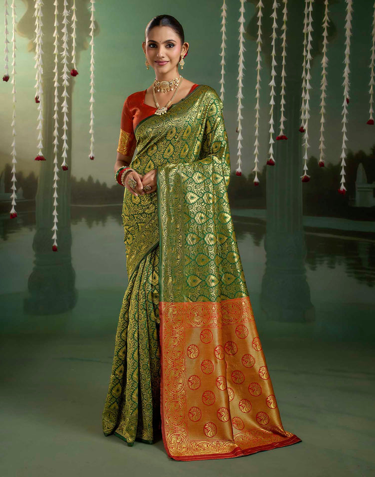 Green Silk Woven Banarasi Saree