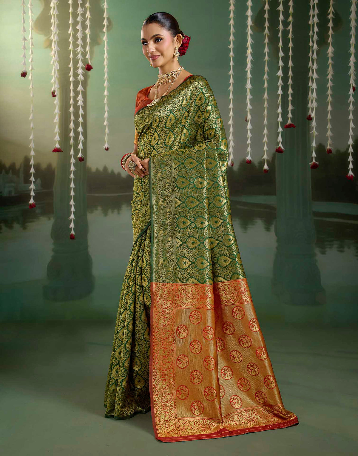 Green Silk Woven Banarasi Saree