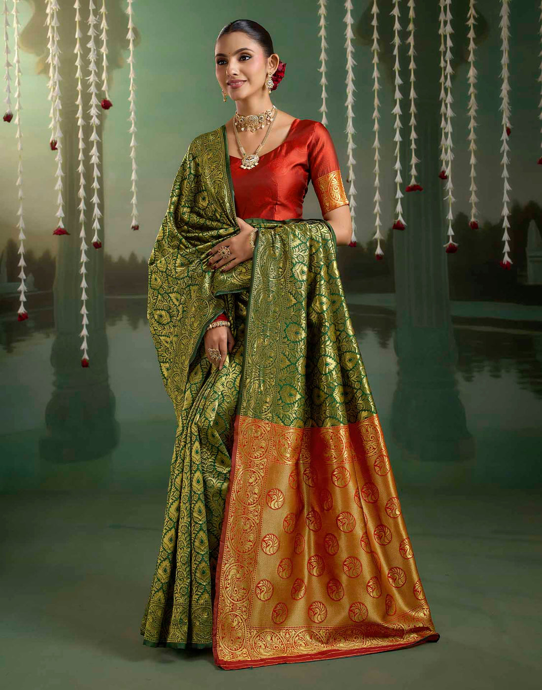 Green Silk Woven Banarasi Saree