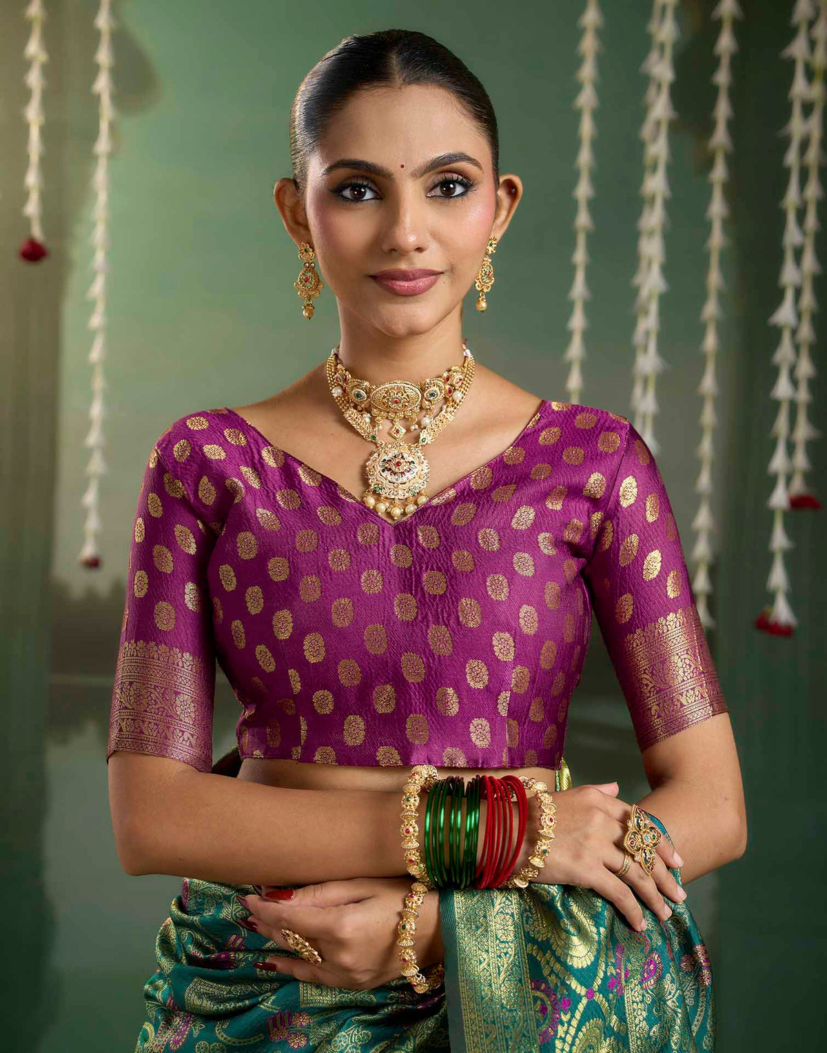 Turquoise Silk Woven Banarasi Saree