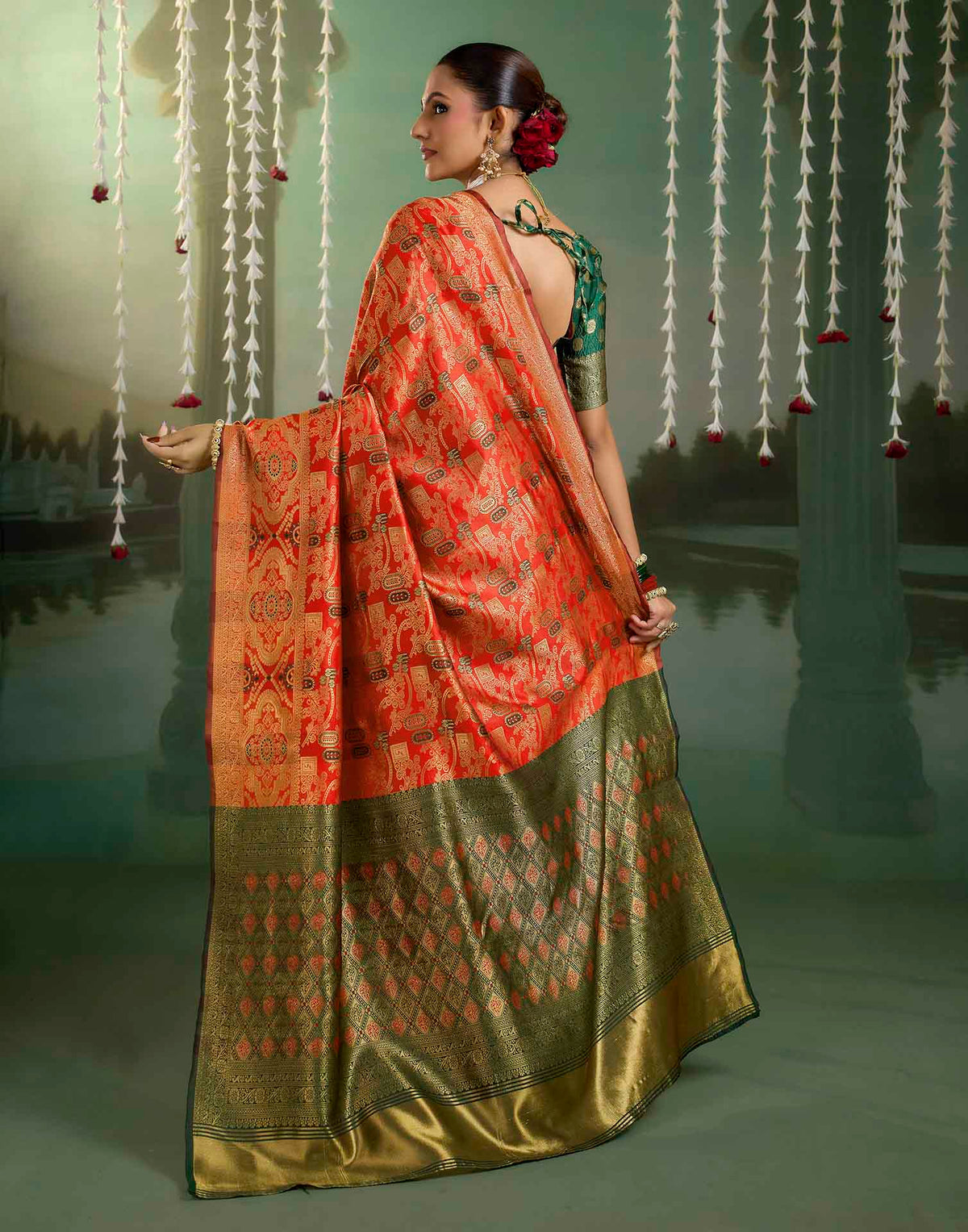 Bright Red Silk Woven Banarasi Saree