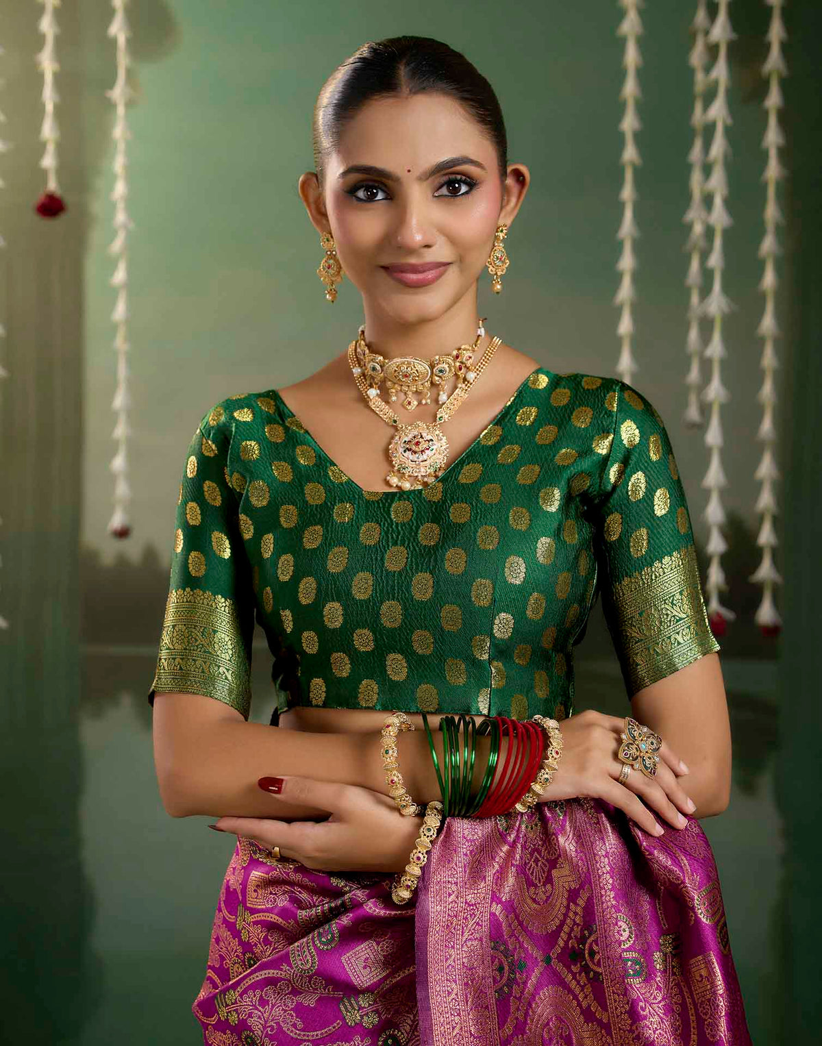Magenta Silk Woven Banarasi Saree
